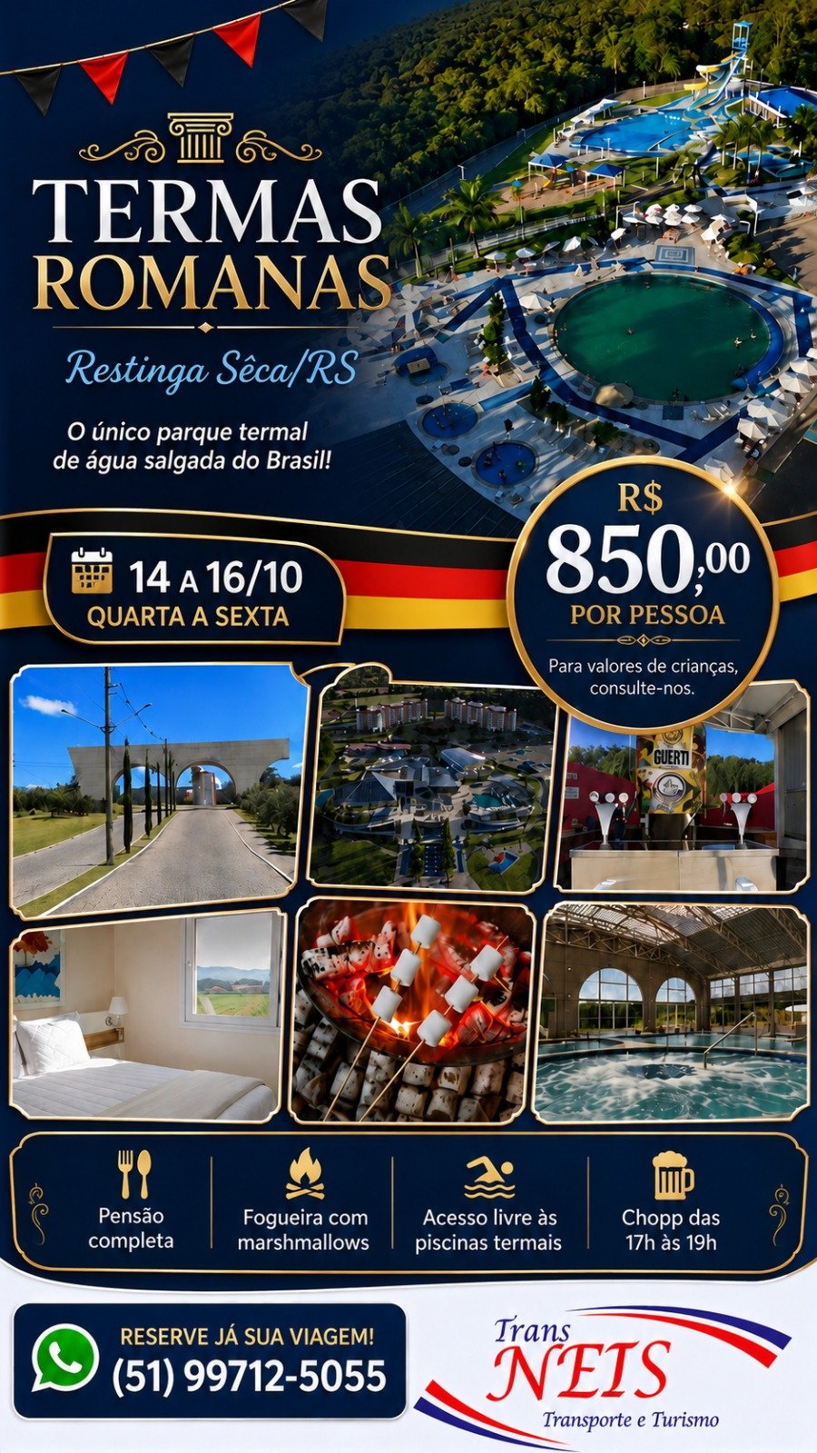 Flyer da viagem OUTUBRO NAS TERMAS ROMANAS